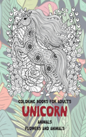 Coloring Books for Adults Flowers and Animals - Animals - Unicorn