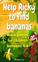 Help Ricky to find bananas: Maze games for children between 4-8