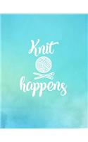 Knit Happens: Knitting Graph Paper Planner Design Notebook, Blank Knitter Patterns Book, 4:5 Ratio, Turquoise