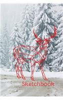 Sketchbook: Sketchbook Winter/snow/ Deer / fawn/ Notebook Journal Winter Workbook Diary / Christmas Notebook/ Gift /Composition Blank 6x9 110 pages.