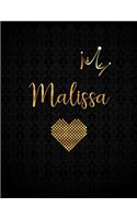 Malissa: Black Personalized Lined Journal with Inspirational Quotes