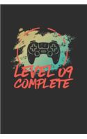 Level 09 Complete: Blank lined journal 100 page 6 x 9 gaming Vintage 9th Wedding Anniversary notebook to jot down ideas and notes