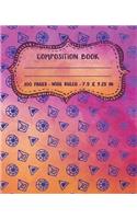 Composition Book: Wide Ruled Blank Lined Cute Composition Notebook for Girls, Boys, Kids, Teens, Students or Teachers - Writing Notes Journal or Diary for School - 10