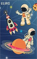 Space Notebook for Elias: Wide Ruled Composition Book Diary Lined Journal