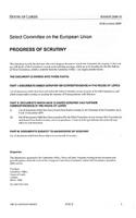 Progress of Scrutiny, 15 December 2009: (Session 2009-10, EUC-2 House of Lords Papers)