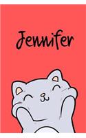 Jennifer: Din A5 - 110 Seiten Blanko - Mein Malbuch - Personalisierter Kalender - Vornamen - Schönes Notizbuch - Notizblock Rot - Kinderbuch - Jugendbuch - Or