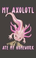 My Axolotl Ate My Homework: Axolotl Notebook 120 Lined Pages 6 X 9