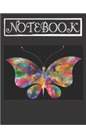 Notebook: Cute Butterfly Composition Notebook/Journal for Adult/Children Animals Lovers to Writing (8.5x11 Inch.) Wide Ruled Lined Paper 120 Blank Pages (WHIT