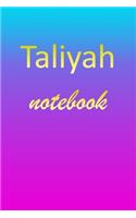 Taliyah: Blank Notebook - Wide Ruled Lined Paper Notepad - Writing Pad Practice Journal - Custom Personalized First Name Initial T Blue Purple Gold - Taking 