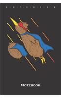 Kiwi bird and fruit flying together like Superheroes Notebook