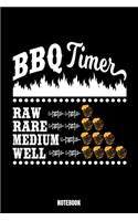 Bbq Timer Raw Rare Medium Well Notebook: Food Notebook, Planner, Journal, Diary, Planner, Gratitude, Writing, Travel, Goal, Bullet Notebook - Size 6 x 9 - 110 Dot Grid Pages - Office Equipm