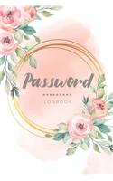 Password Logbook: Golden Frame Flower Cover - Personal Internet Address and ID Password Organizer Journal Keeper Book with Tabs - Safety Online Social Media - Passkey(6 Safe Hiding Internet Password Book)