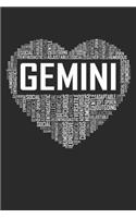 Gemini Heart: 6x9 Ruled Notebook, Journal, Daily Diary, Organizer, Planner