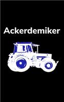 Ackerdemiker: kariertes kleines Notizbuch, kleiner als A5, größer als A6 Notizbuch mit einem Trecker für einen Landwirt oder Lohner in der Landwirtschaft