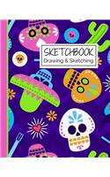 Sketchbook Drawing & Sketching: Dia de los Muertos Sugar Skulls Themed Sketch Book for Creative Doodling. Mariachi Day of the Dead - Blank Sketch Paper Notebook for Kids and Adults