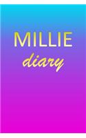 Millie: Journal Diary Personalized First Name Personal Writing Letter M Blue Purple Pink Gold Effect Cover Daily Diaries for Journalists & Writers Journalin