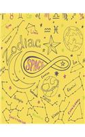 Zodiac space: Zodiac space on yellow cover (8.5 x 11) inches 110 pages, Blank Unlined Paper for Sketching, Drawing, Whiting, Journaling & Doodling