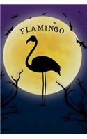 Flamingo Notebook Halloween Journal: Spooky Halloween Themed Blank Lined Composition Book/Diary/Journal For Flamingo Bird Lovers, 6 x 9, 130 Pages, Full Moon, Bats, Scary Trees