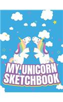 My Unicorn Sketchbook: Blank Unlined Doodle Book V5