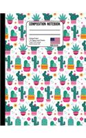 Composition Notebook College Ruled: Colorful Festive Flower Cactus Back to School Composition Book for Teachers, Students, Kids and Teens