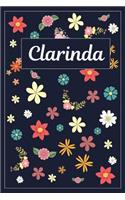 Clarinda: Lined Writing Notebook with Personalized Name 120 Pages 6x9 Flowers