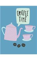 Coffee Time 8.5 x 11 150 Pages College Ruled Journal Notebook