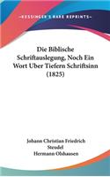 Die Biblische Schriftauslegung, Noch Ein Wort Uber Tiefern Schriftsinn (1825)
