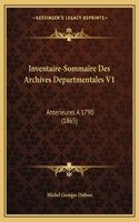 Inventaire-Sommaire Des Archives Departmentales V1