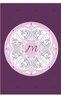 M: Initial M Monogram Notebook Journal Gift Circular Unicorn design