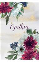 Cynthia: Personalized Journal Gift Idea for Women (Burgundy and White Mums)
