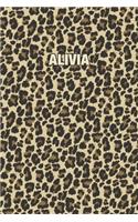 Alivia: Personalized Notebook - Leopard Print (Animal Pattern). Blank College Ruled (Lined) Journal for Notes, Journaling, Diary Writing. Wildlife Theme Des