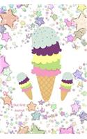 Dot Grid Journal: Sparkling Ice Cream Cone Diary 6 X 9 Dotted Notebook Sketchbook Planner for Keeping Notes, Sketching and Writing for Women, Girls and Teens