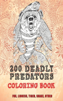 200 Deadly Predators - Coloring Book - Fox, Lioness, Tiger, Snake, other