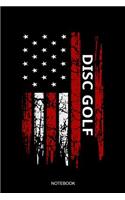 Notebook: Blank Lined Journal 6x9 - Disc Golf American USA Flag Basket Disc Frisbee Golfer Gift
