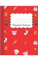 Physical Science: Animal Farm Large Blank 4 x 4 Quadrille Squared Coordinate Grid Paper - Cute Horse Sheep Pig Cow Carrot Livestock Farming & Zoo Keeper Red Cover - M
