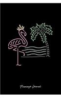 Flamingo Journal: Lined Journal - Flamingo Palm Tree Tropical Hawaii Ocean Beach Gift - Black Ruled Diary, Prayer, Gratitude, Writing, Travel, Notebook For Men Women