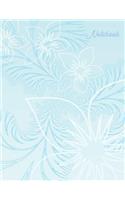 Notebook: 8.5 X 11, College-Ruled, 120 Pages, Flowers on Blue Background