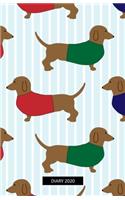 Diary 2020: Planner / Agenda (Jan - Dec), 2-page MONTHLY & WEEKLY layouts + notes for SIMPLY ORGANIZING YOUR DAYS / Playful Cover of a Dog Breed DACHSHOUND