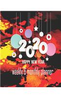 Happy new year 2020 Planner Weekly and Monthly: Jan 1, 2020 to Dec 31, 2020: Weekly & Monthly Planner + Calendar Views - Inspirational Quotes and Navy Floral Cover - ... December 2020 (2020 Pretty