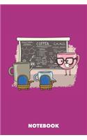 Notebook: Coffee Lessons 6 x 9 inch ruled - 120 pages for Creative Coffee Lovers (pink rose)
