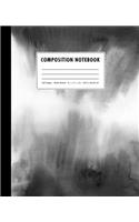 Composition Notebook: Black + White Watercolor Ombre Cover Wide Ruled