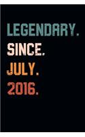 Blank Lined Journal, Notebook, Diary, Planner - Legendary Since July 2016 - 3rd Birthday Gift For 3 Years Old Boys and Girls born in July: Medium College-Ruled Journey Diary, 110 page, Lined, 6x9 (15.2 x 22.9 cm)