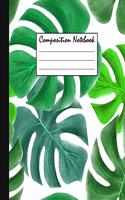 Composition Notebook: Beautiful Green Floral, Scales Wide Ruled Notebook Lined School Journal.Children Kids Girls Teens Women. Perfect Graduation Gift.Wide Blank Lined Wo