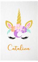 Catalina A5 Lined Notebook 110 Pages: Funny Blank Journal For Lovely Magical Unicorn Face Dream Family First Name Middle Last Surname. Unique Student Teacher Scrapbook/ Composition Great