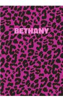 Bethany: Personalized Pink Leopard Print Notebook (Animal Skin Pattern). College Ruled (Lined) Journal for Notes, Diary, Journaling. Wild Cat Theme Design wi