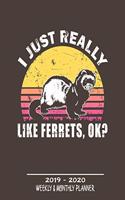 I Just Really Like Ferret, Ok? 2019 - 2020 Weekly & Monthly Planner