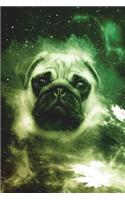 Pugs Journal (Vol 6): Trippy Space Pug Lined Composition Book/Diary/Notebook For Students, 6 x 9, 130 Pages, Alien Green