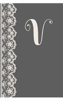 V: Monogrammed Journal Vintage Lace with Monogram Personalized Letter 'v'