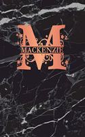 MacKenzie: Personalized Journal Notebook for Women or Girls. Monogram Initial M with Name. Black Marble & Rose Gold Cover. 8.5 X 11 110 Pages Lined Journal Pap