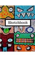 Sketchbook: Boys Monster Sketchbook/8.5 x 11/Blank Page/120 pages/Artist Drawing Book